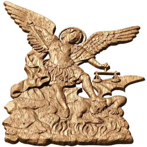 Архангел Михаил - резной деревянный барельеф
