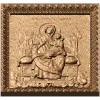 Богородица Всецарица - резной деревянный рельеф из массива