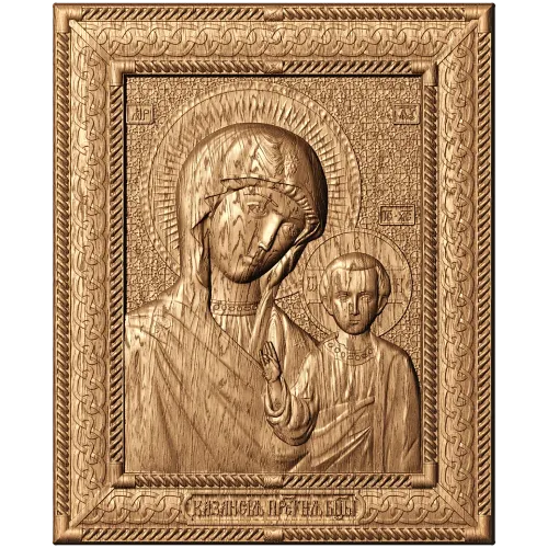 Рельефная икона Божья Матерь Казанская - резной деревянный декор