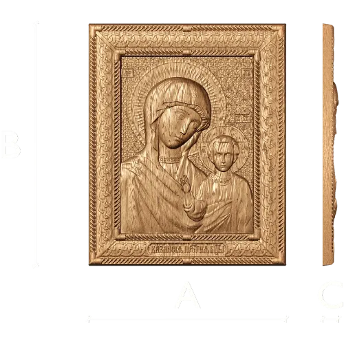 Рельефная икона Божья Матерь Казанская - резной деревянный декор
