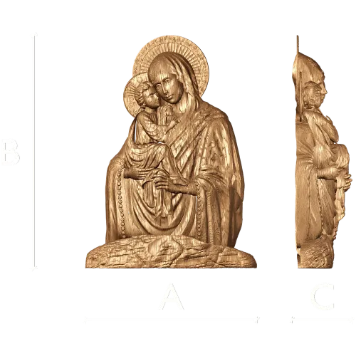 Рельефная икона Божья Матерь Почаевская из дерева