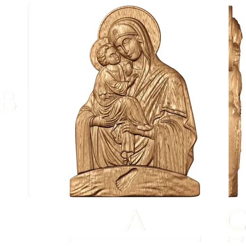 Почаевская Богоматерь - рельефная деревянная икона