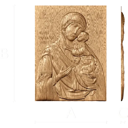 Резная икона Божья Матерь Толгская - деревянный декор из дуба, бука, ясеня