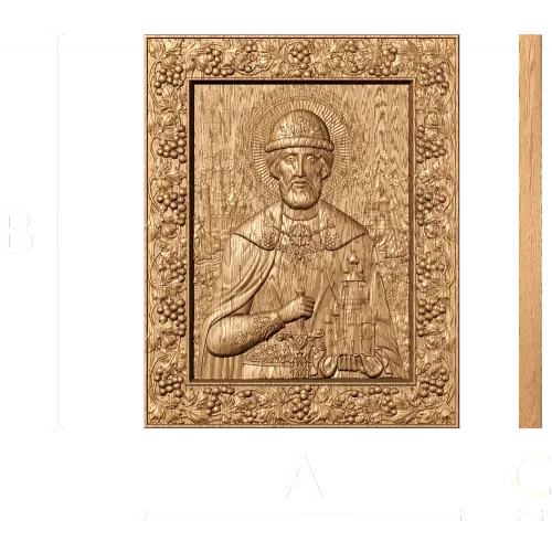 Икона святого Дмитрия Донского - резной деревянный барельеф