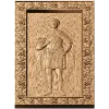 Резная панель «Дмитрий Солунский» - деревянный рельеф в виноградном багете