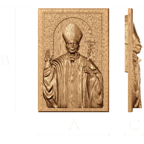 Резная деревянная икона Святителя Николая - рельеф из массива