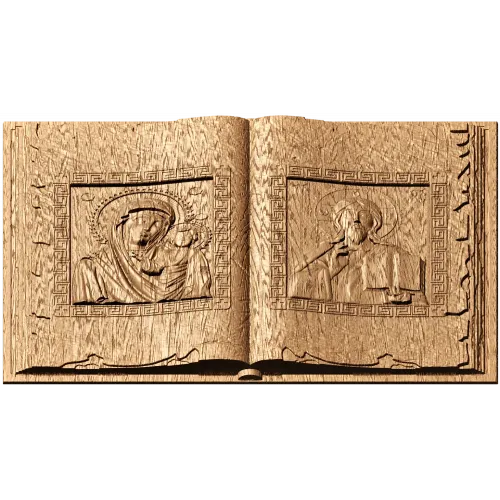 Книга-икона Богородица и Вседержитель - резной деревянный декор