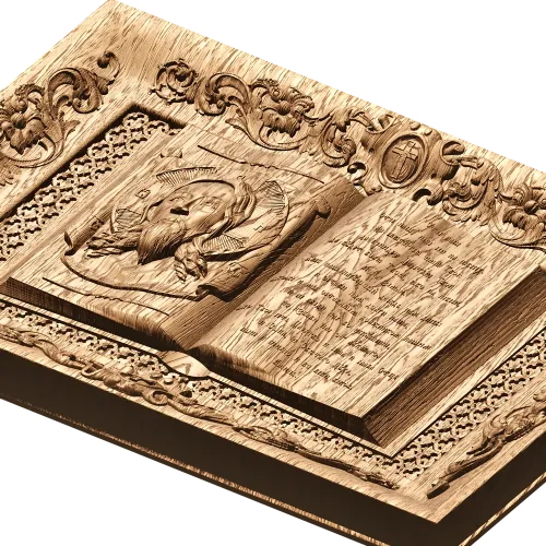 Книга-икона «Отче Наш» - резной деревянный декор со Спасом Нерукотворным