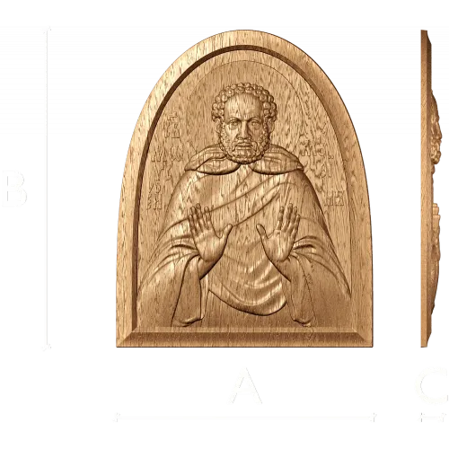 Резная деревянная икона «Святой Моисей Мурин» из массива