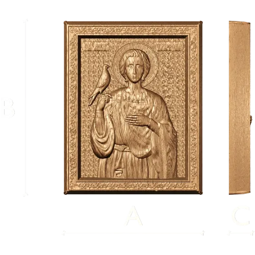 Икона Мученик Трифон - резная деревянная панель из массива