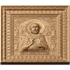 Резная икона Николай Чудотворец - деревянный рельеф в раме