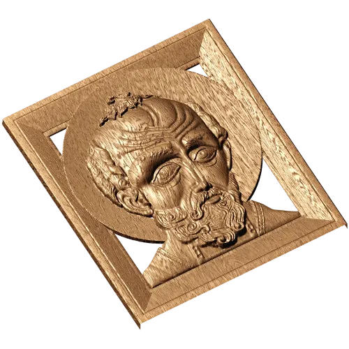 Икона Николай Чудотворец - резной барельеф в раме
