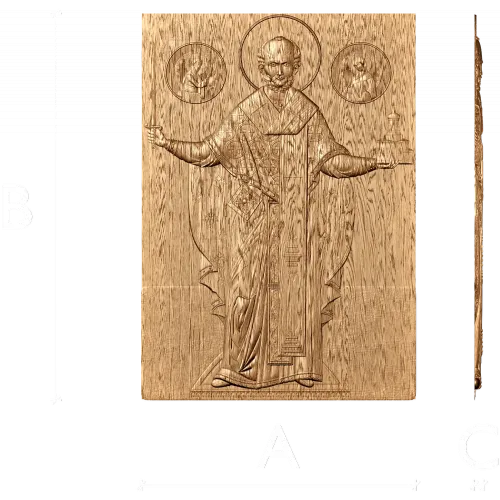 Икона Святителя Николая Чудотворца - резная деревянная панель