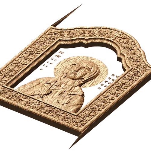 Резная деревянная икона «Святая Анастасия» в арочной раме