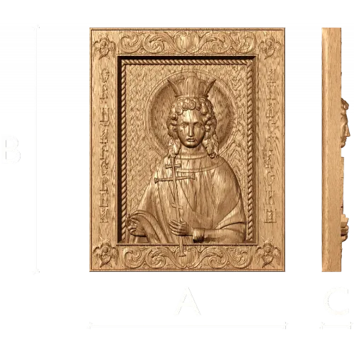 Резная икона Святая Анастасия - деревянный рельеф в рамке