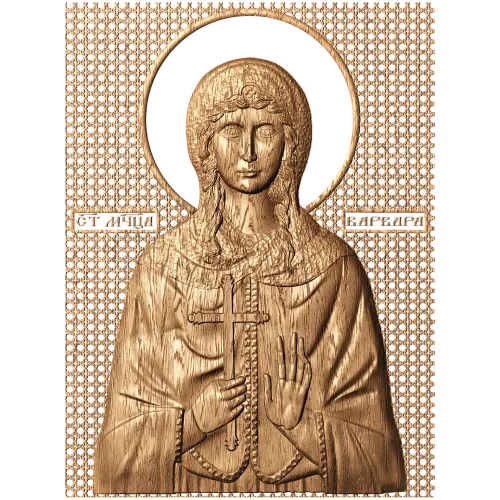 Икона Святая Варвара - резное панно из дерева