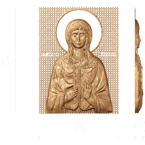 Икона Святая Варвара - резное панно из дерева