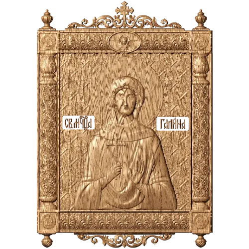 Резная икона «Святая Галина» - рельефный деревянный декор