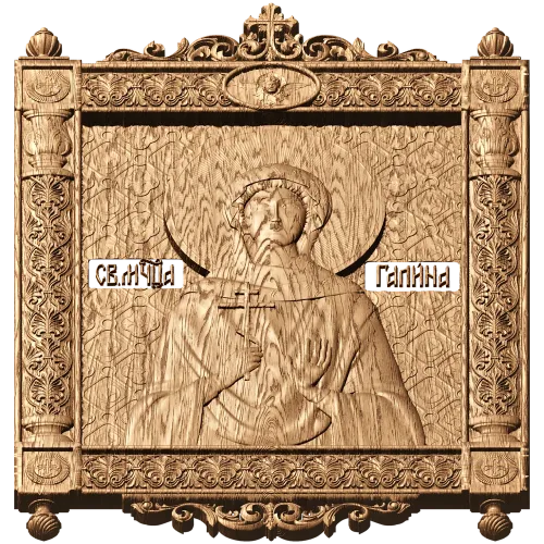 Резная икона «Святая Галина» - рельефный деревянный декор