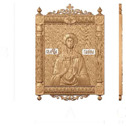 Резная икона «Святая Галина» - рельефный деревянный декор