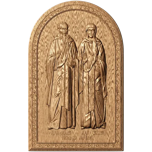 Икона Святые Иона и Васса - резной деревянный декор