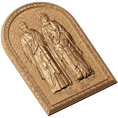 Икона Святые Иона и Васса - резной деревянный декор