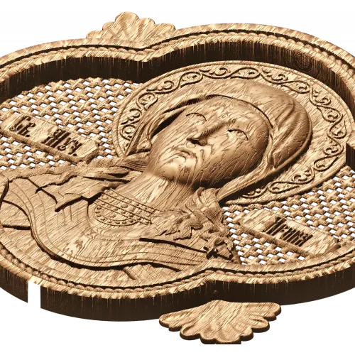Резной медальон «Святая Ирина» - деревянная икона в рельефе