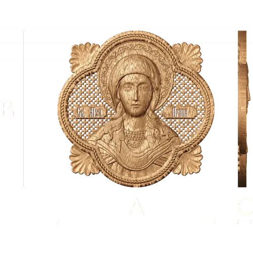 Резной медальон «Святая Ирина» - деревянная икона в рельефе