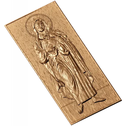Резная деревянная икона «Святая Мария» - барельеф на панели