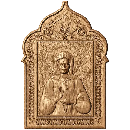 Икона Святой Матроны - резная деревянная панель