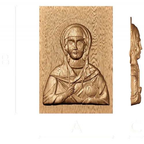 Резная икона «Святая Миропия» - барельеф из дуба/бука/ясеня
