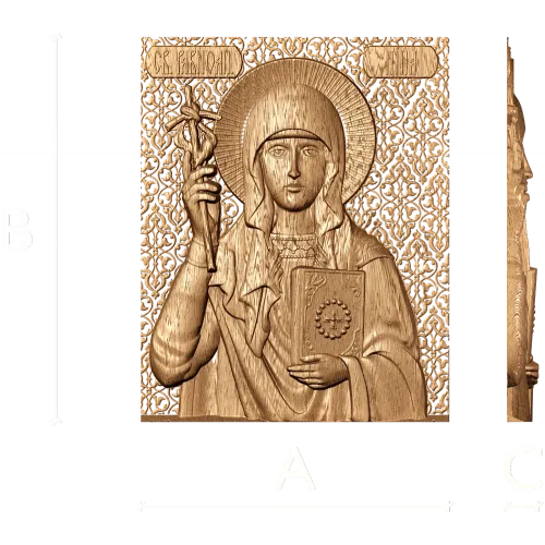 Резная икона Святая Нина - деревянный рельеф на массиве