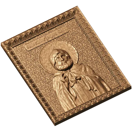 Резная деревянная икона Святитель Александр Свирский - панно из массива