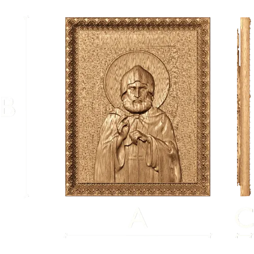 Резная деревянная икона Святитель Александр Свирский - панно из массива
