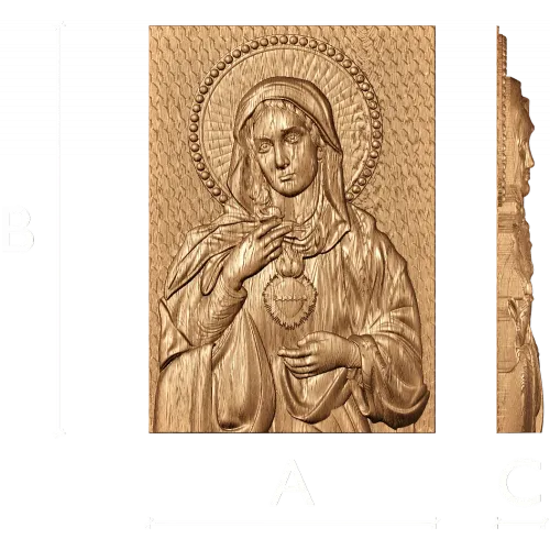 Резная икона «Святая Мария - Непорочное Сердце» из массива