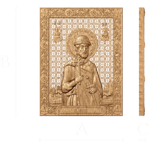Резная икона Святой Борис Владимирович - деревянный декор для интерьера