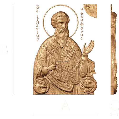 Резная деревянная икона «Святой Игнатий Богоносец»