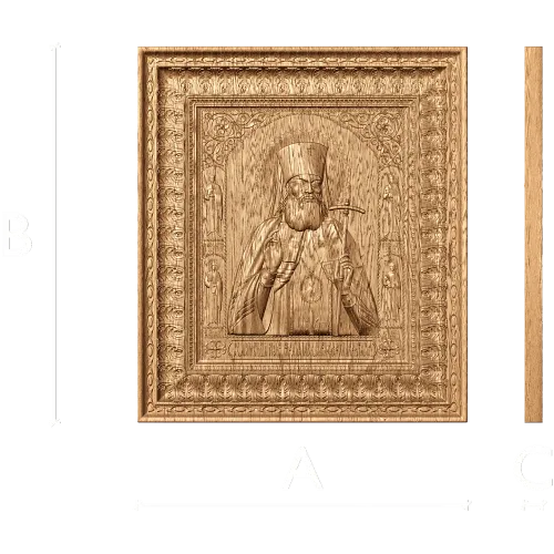 Резная деревянная икона Святой Лука Симферопольский в багете