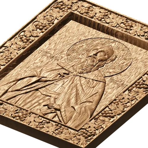Резная деревянная икона Святой Максим Исповедник