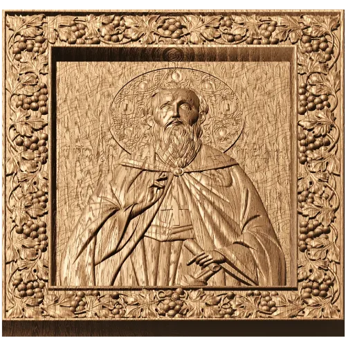 Резная деревянная икона Святой Максим Исповедник