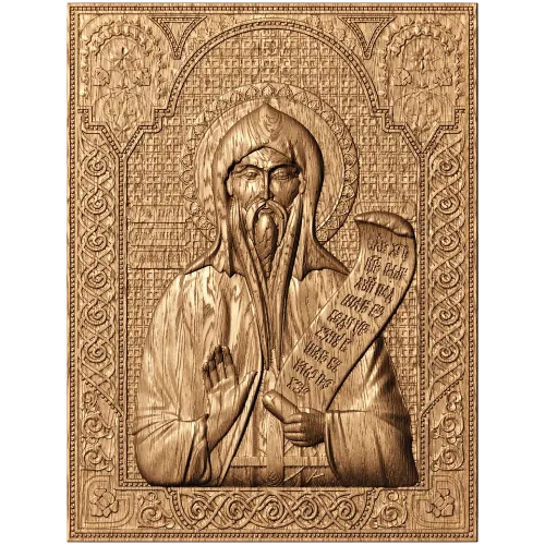 Резная икона Святой Никита Столпник - деревянный барельеф