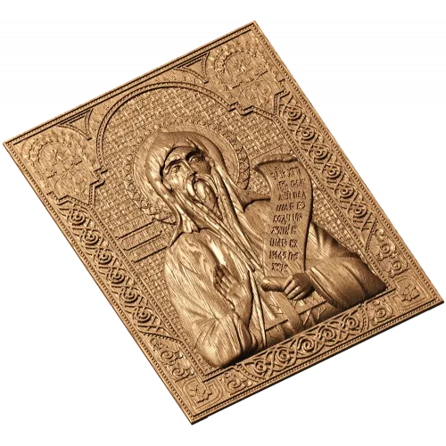 Резная икона Святой Никита Столпник - деревянный барельеф
