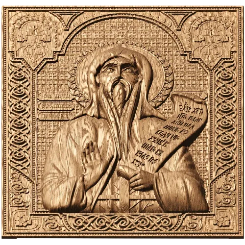 Резная икона Святой Никита Столпник - деревянный барельеф