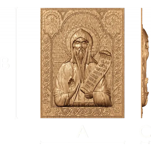 Резная икона Святой Никита Столпник - деревянный барельеф