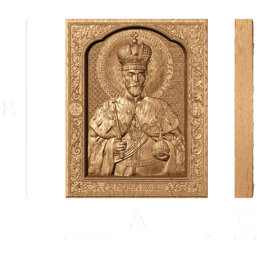 Икона Святой Николай - резное панно из дерева