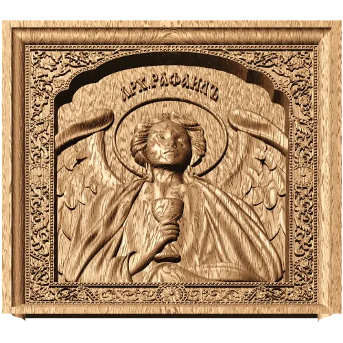 Резная деревянная икона Святой Рафаил