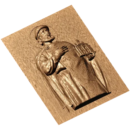 Резной образ Святого Ярослава - деревянная икона-рельеф из дуба/бука/ясеня