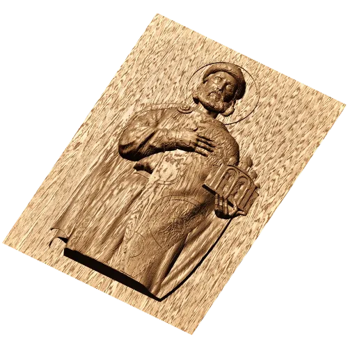Резной образ Святого Ярослава - деревянная икона-рельеф из дуба/бука/ясеня