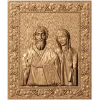 Резная деревянная икона «Священномученик Киприан и мученица Иустина»