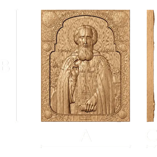 Икона Святого Сергия Радонежского - резной барельеф из дерева